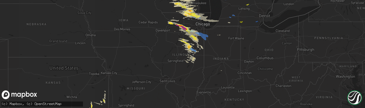 Hail map in Illinois on September 7, 2021