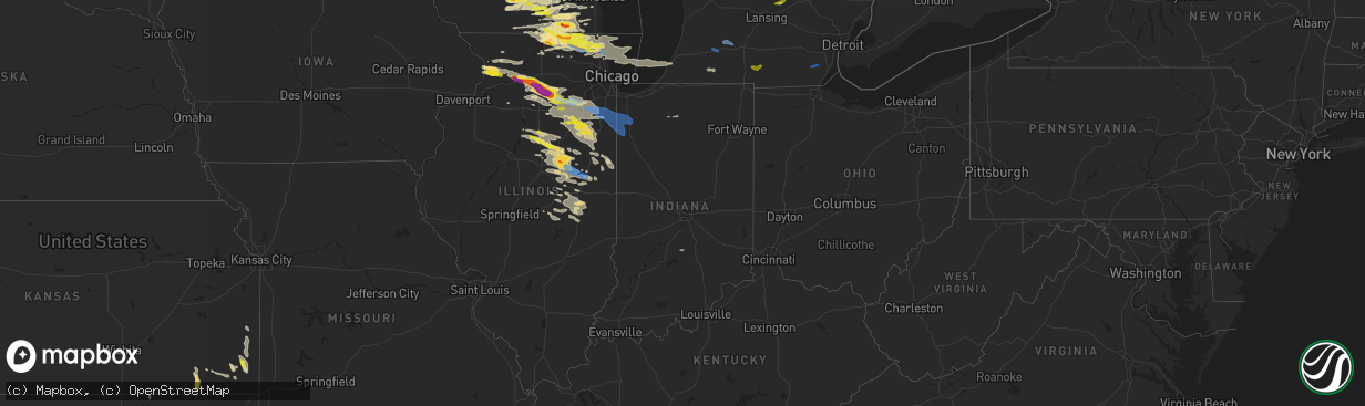 Hail map in Indiana on September 7, 2021