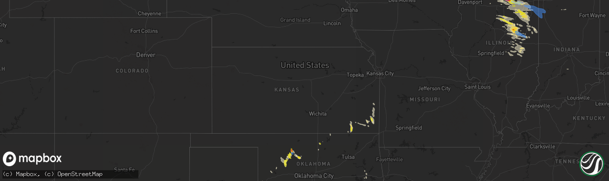 Hail map in Kansas on September 7, 2021