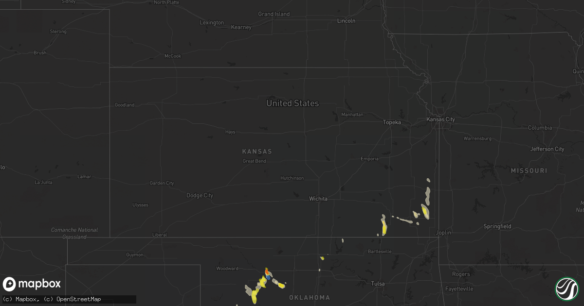 Hail map in Kansas on September 7, 2021