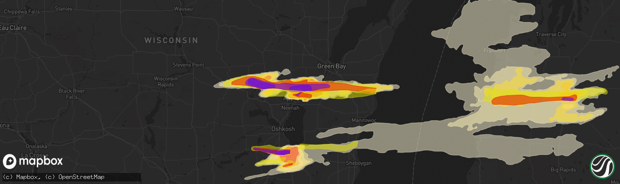 Hail map in Kaukauna, WI on September 7, 2021