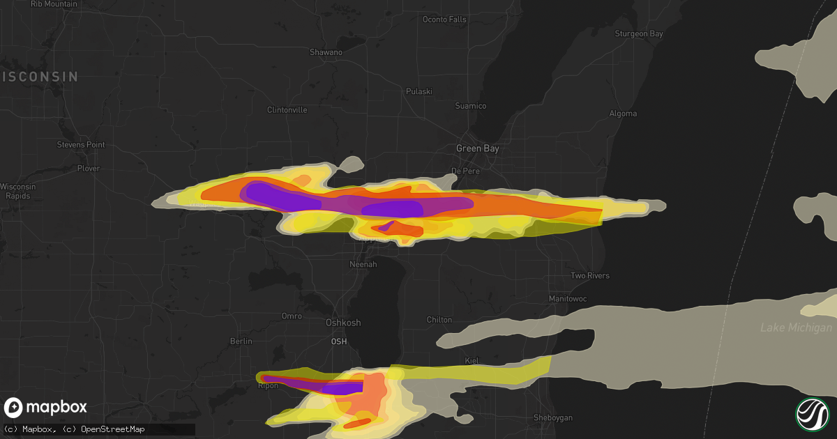 Hail map in Kaukauna, WI on September 7, 2021