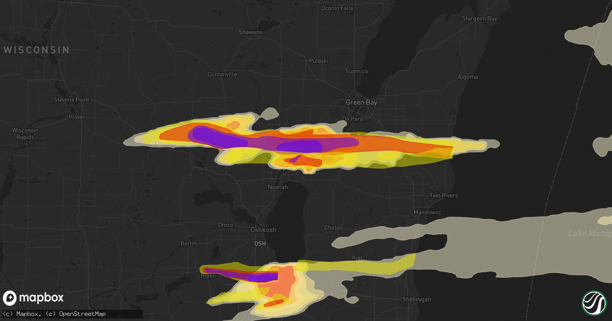 Hail map in Little Chute, WI on September 7, 2021