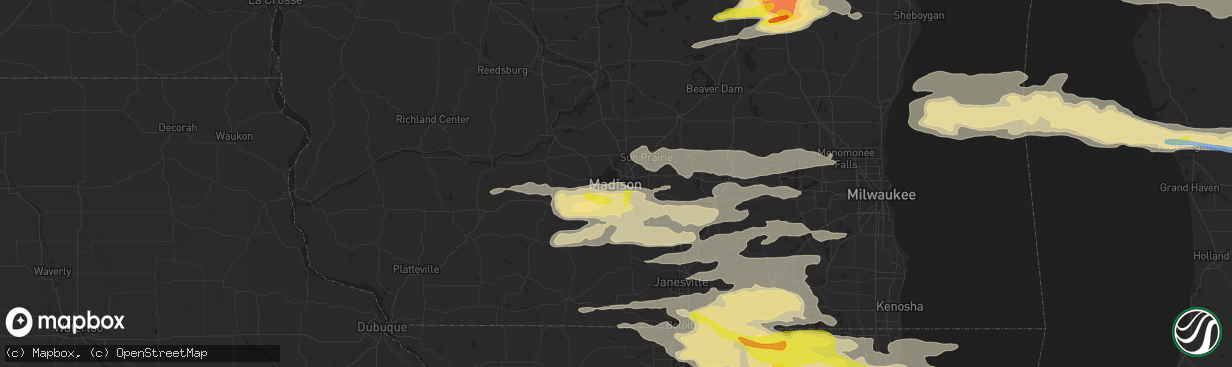 Hail map in Madison, WI on September 7, 2021