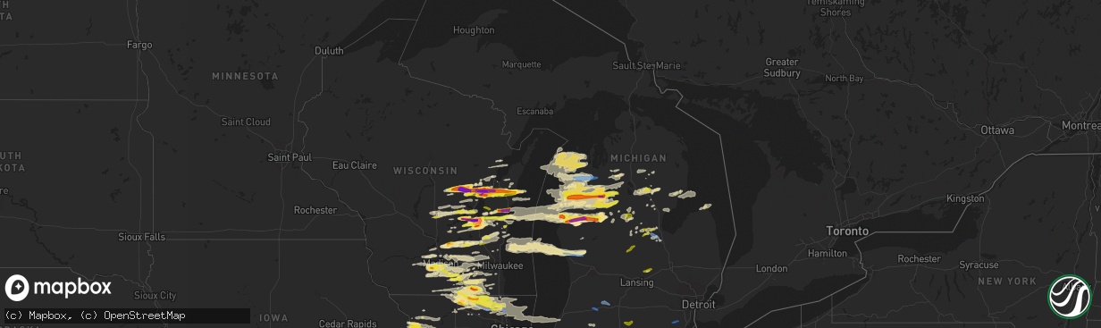 Hail map in Michigan on September 7, 2021