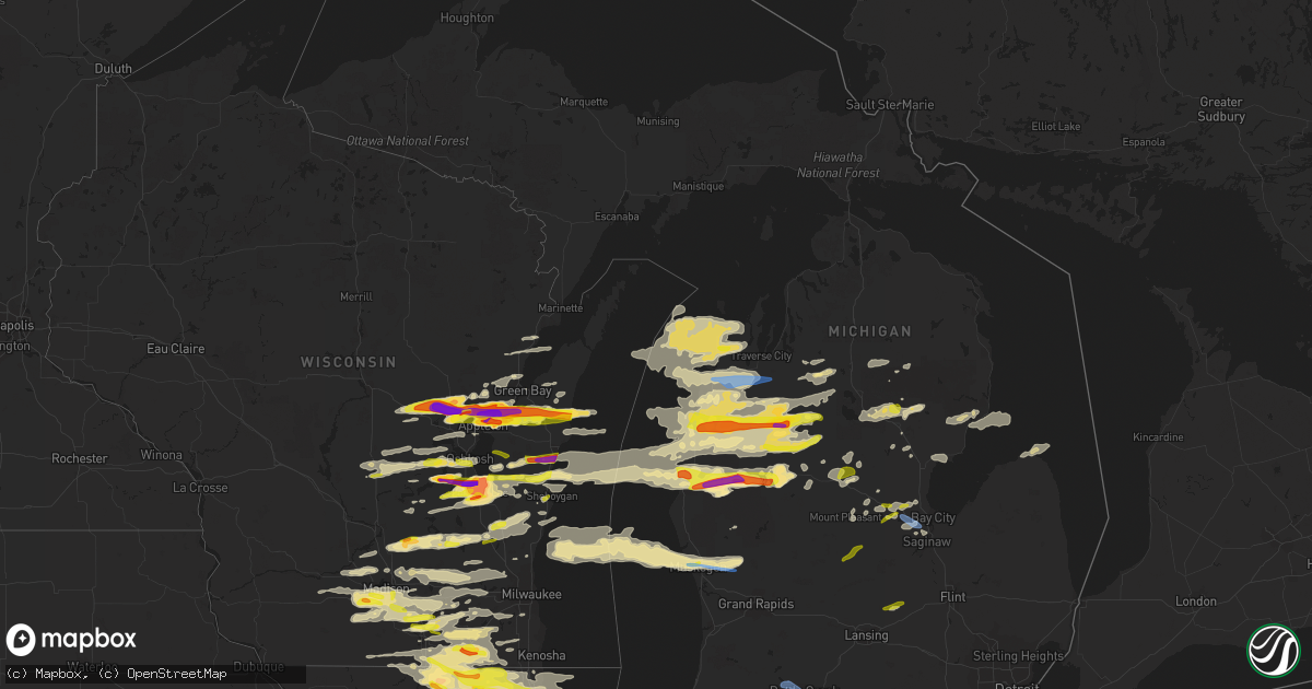 Hail map in Michigan on September 7, 2021