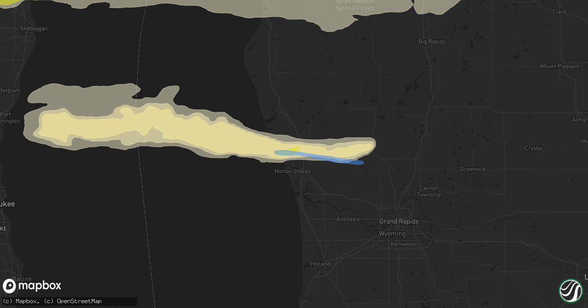 Hail map in Muskegon, MI on September 7, 2021