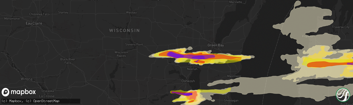 Hail map in New London, WI on September 7, 2021