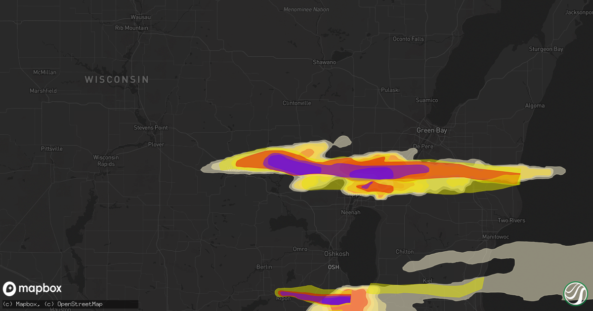 Hail map in New London, WI on September 7, 2021