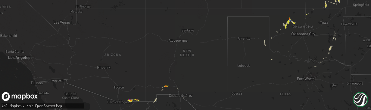 Hail map in New Mexico on September 7, 2021