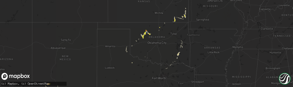 Hail map in Oklahoma on September 7, 2021