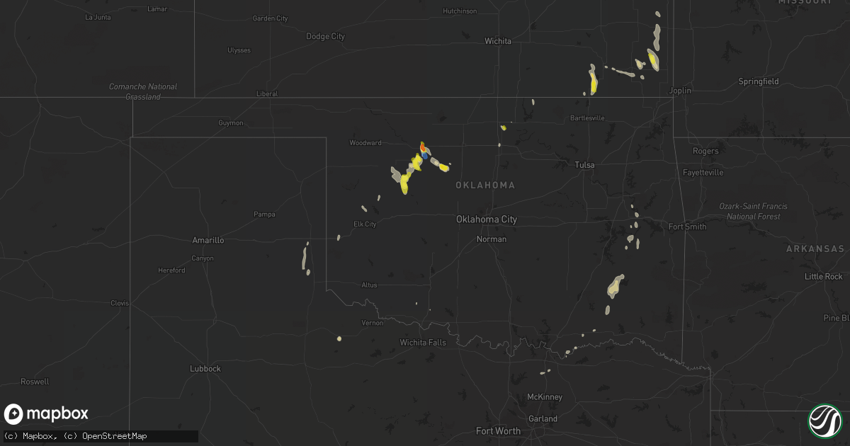 Hail map in Oklahoma on September 7, 2021