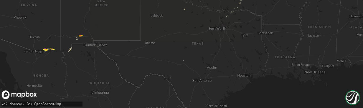 Hail map in Texas on September 7, 2021