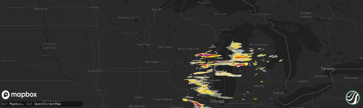 Hail map in Wisconsin on September 7, 2021