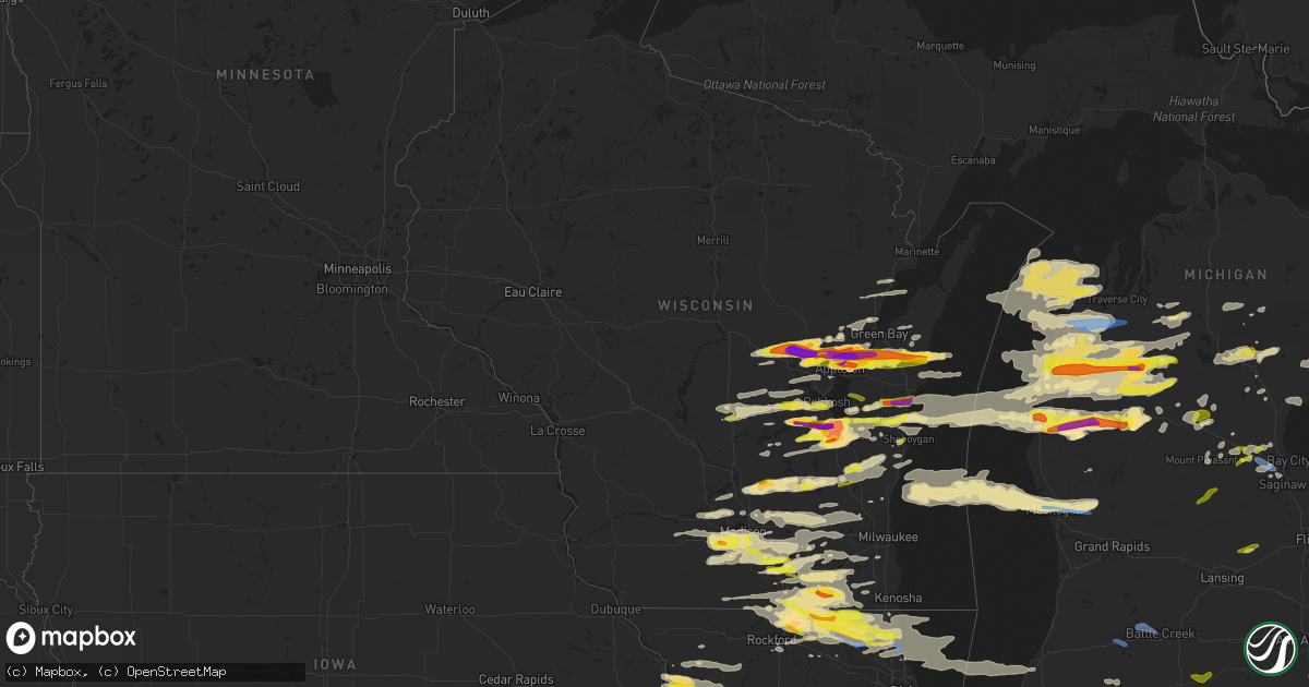 Hail map in Wisconsin on September 7, 2021