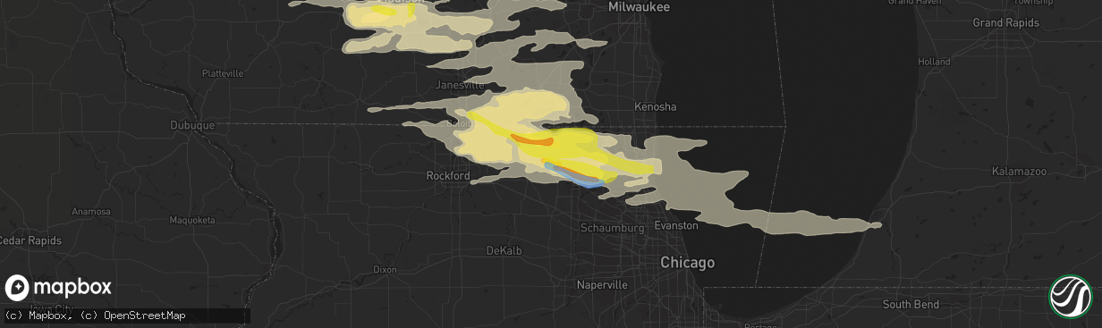 Hail map in Woodstock, IL on September 7, 2021