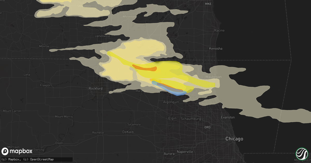 Hail map in Woodstock, IL on September 7, 2021