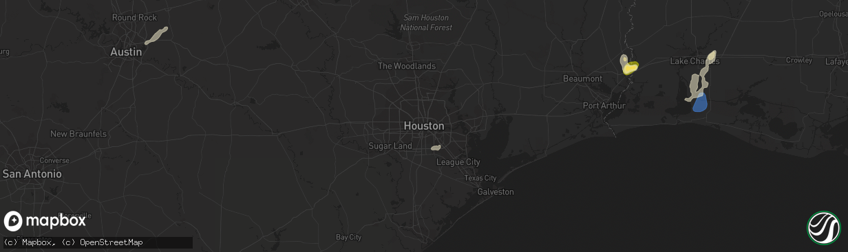 Hail map in Houston, TX on September 7, 2022