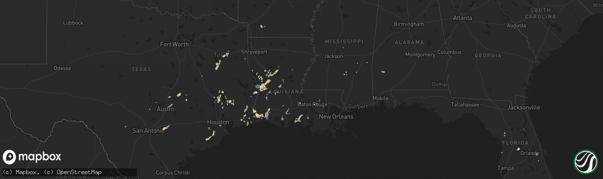 Hail map in Louisiana on September 7, 2022