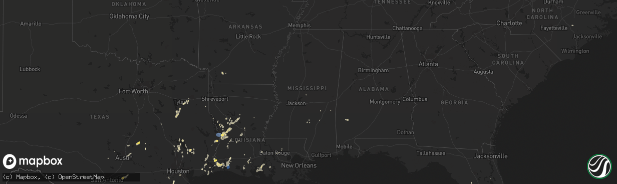 Hail map in Mississippi on September 7, 2022
