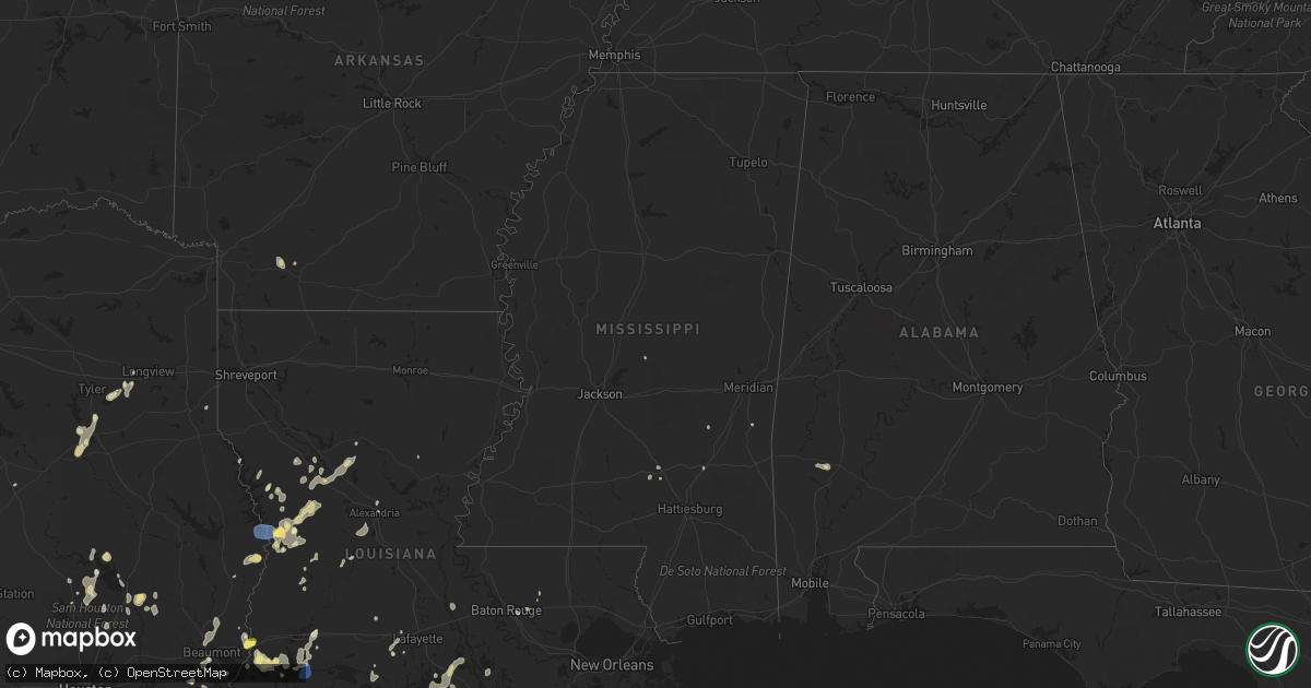 Hail map in Mississippi on September 7, 2022