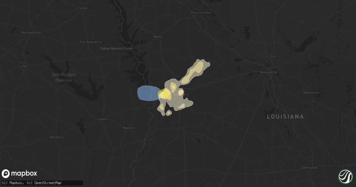 Hail map in New Llano, LA on September 7, 2022