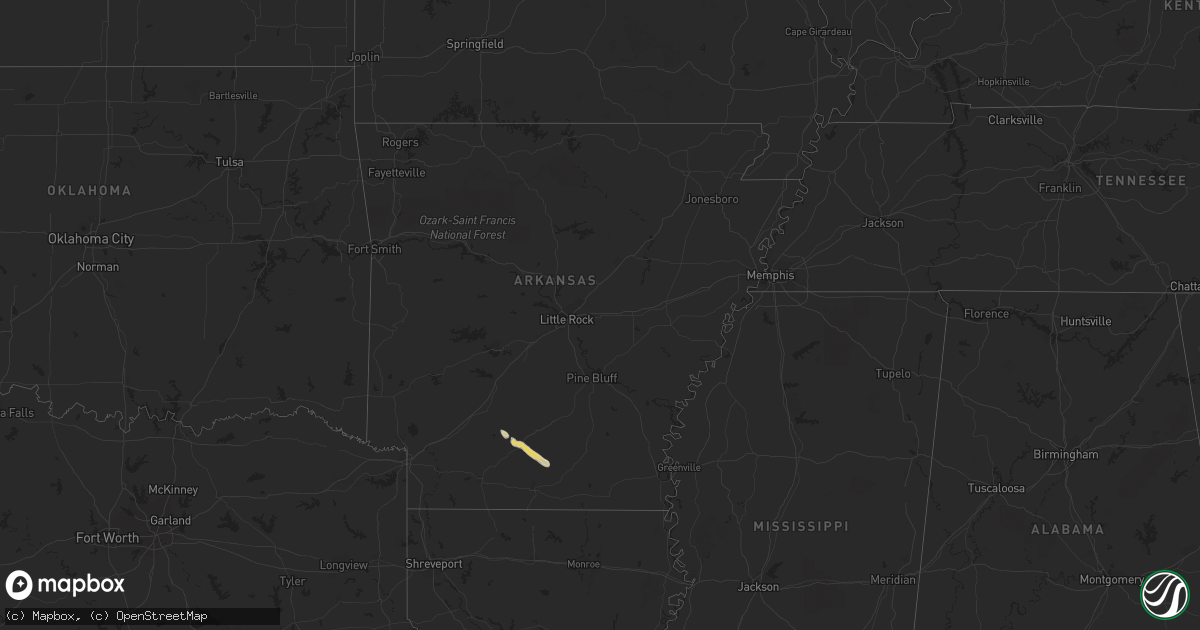 Hail map in Arkansas on September 7, 2023