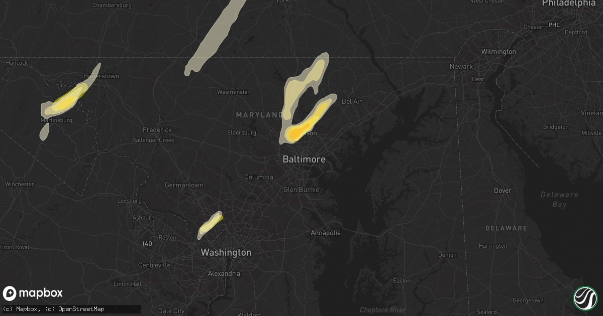 Hail map in Baltimore, MD on September 7, 2023