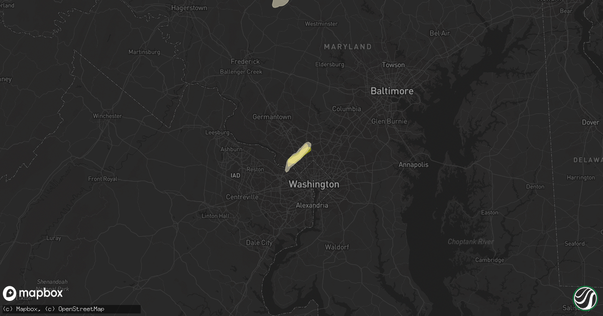 Hail map in Bethesda, MD on September 7, 2023