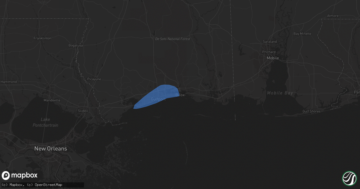 Hail map in Biloxi, MS on September 7, 2023