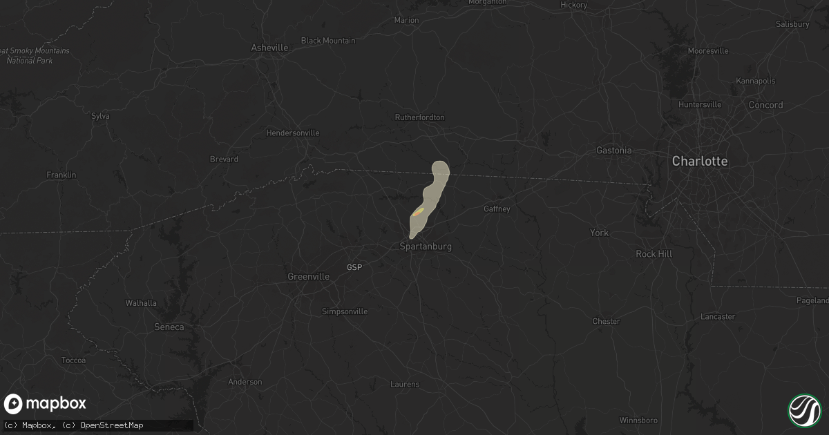 Hail map in Boiling Springs, SC on September 7, 2023