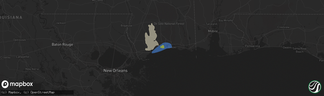 Hail map in Gulfport, MS on September 7, 2023