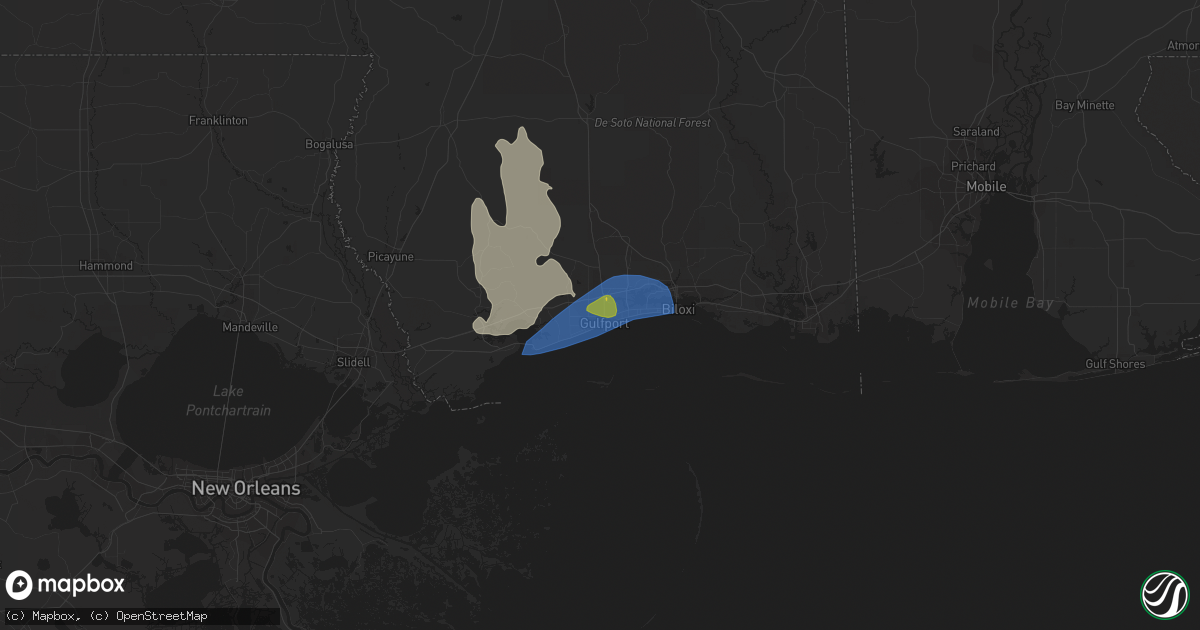 Hail map in Gulfport, MS on September 7, 2023