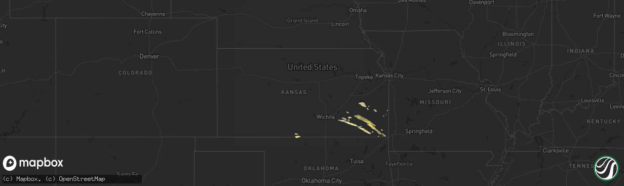 Hail map in Kansas on September 7, 2023