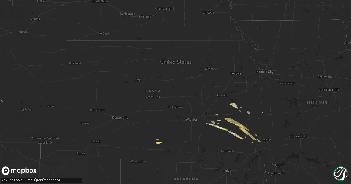 Hail map in Kansas on September 7, 2023