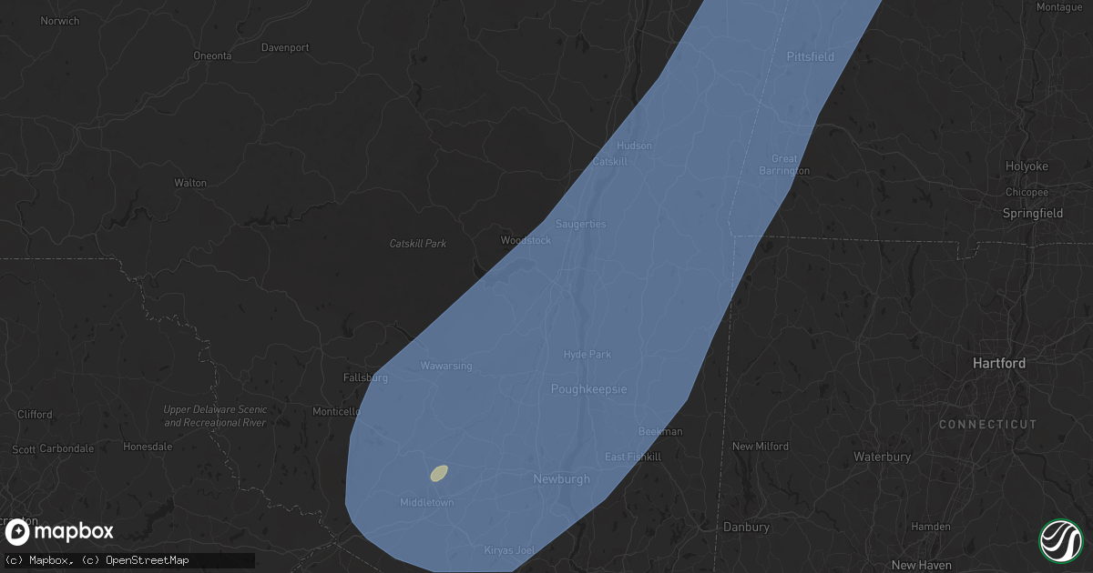 Hail map in Kingston, NY on September 7, 2023