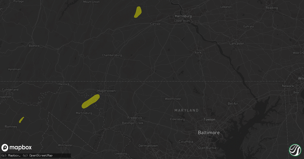 Hail map in Landisburg, PA on September 7, 2023