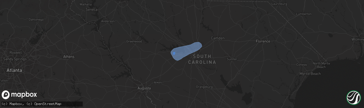 Hail map in Lexington, SC on September 7, 2023
