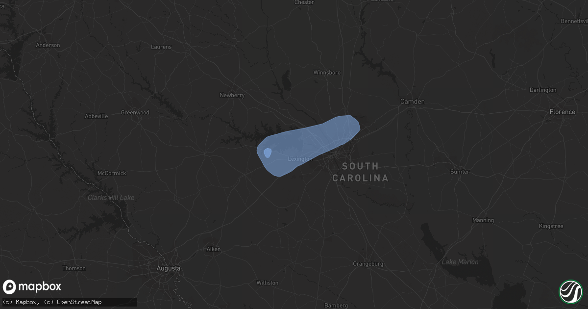 Hail map in Lexington, SC on September 7, 2023