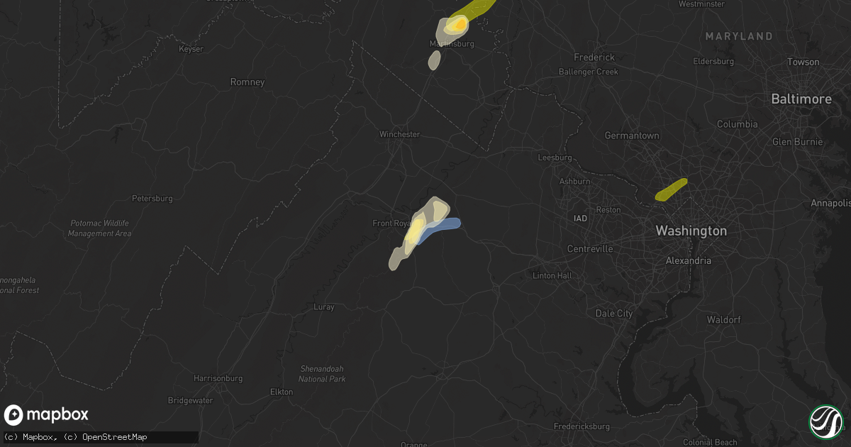 Hail map in Linden, VA on September 7, 2023