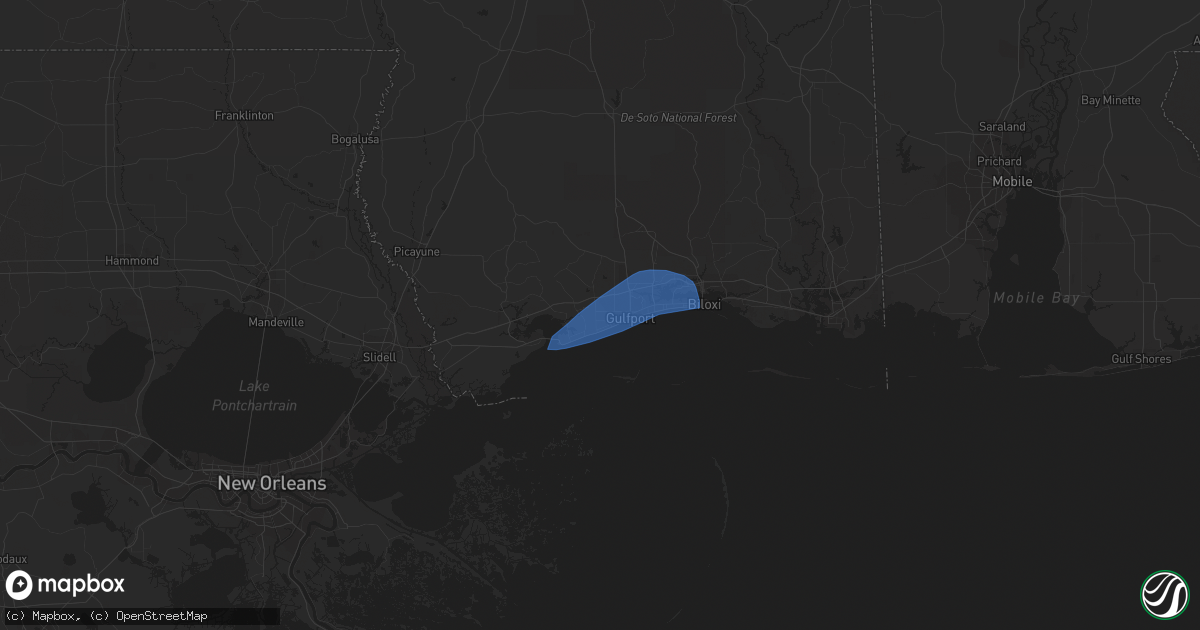 Hail map in Long Beach, MS on September 7, 2023