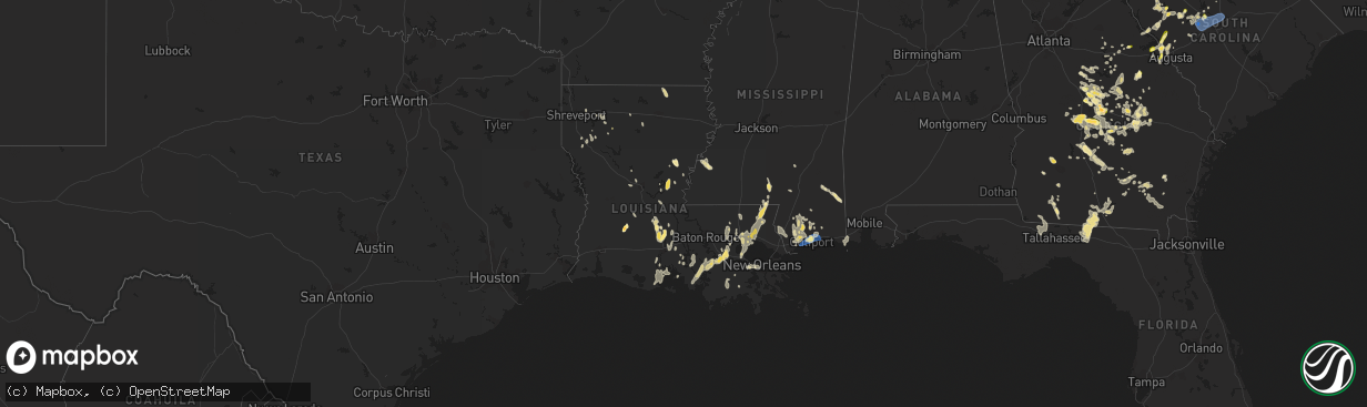 Hail map in Louisiana on September 7, 2023