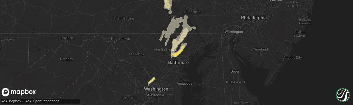 Hail map in Lutherville Timonium, MD on September 7, 2023