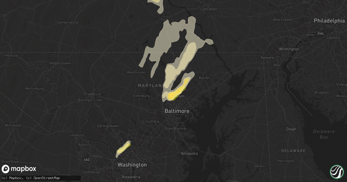 Hail map in Lutherville Timonium, MD on September 7, 2023