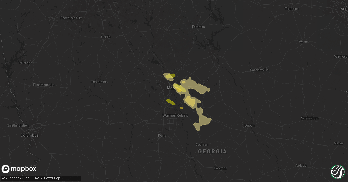 Hail map in Macon, GA on September 7, 2023