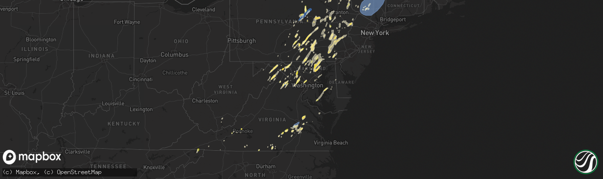 Hail map in Maryland on September 7, 2023