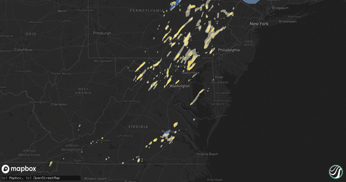 Hail map in Maryland on September 7, 2023