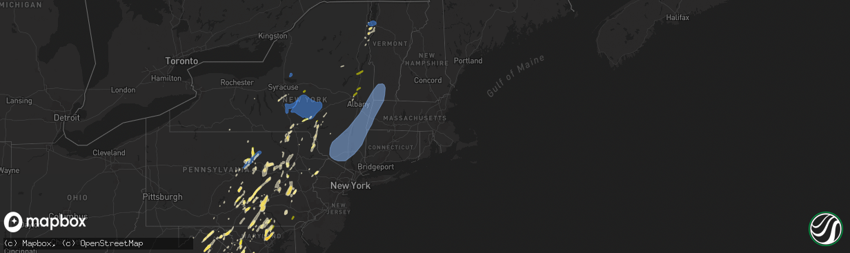 Hail map in Massachusetts on September 7, 2023