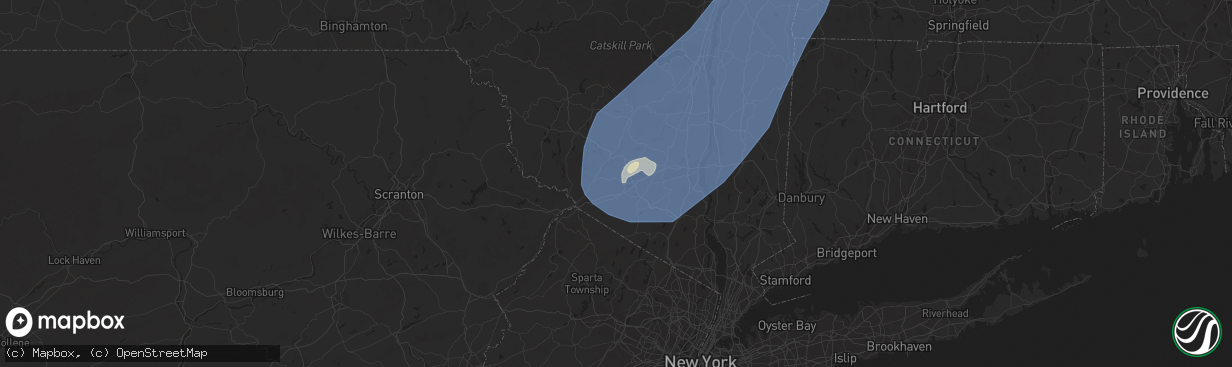 Hail map in Middletown, NY on September 7, 2023