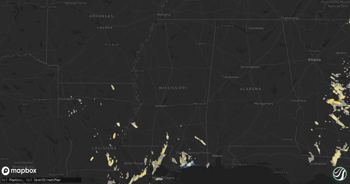 Hail map in Mississippi on September 7, 2023